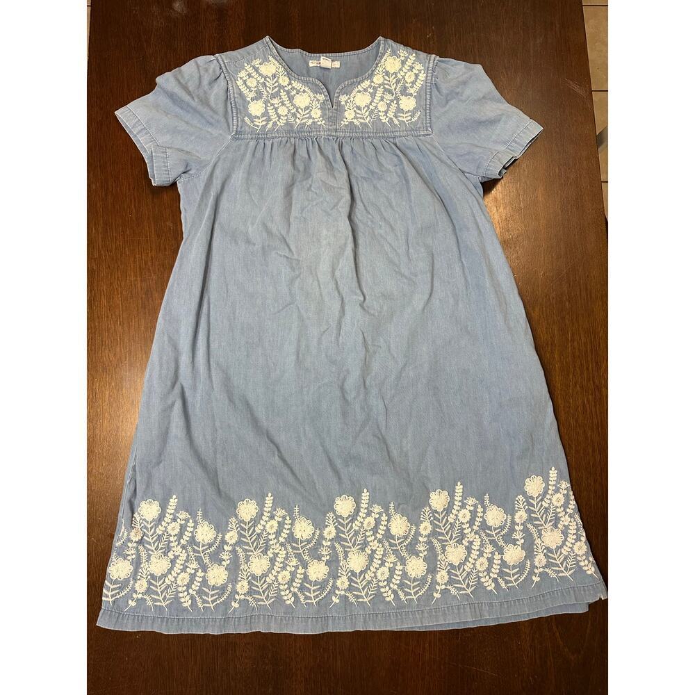 Go Softly Patio Floral Embroidered Dress Women Large Lounge Grandma Mumu House